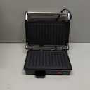 Panini Press Grill, Aigostar 1000W Sandwich Maker with Ceramic Non-stick Plates, Opens 180 Degrees for Any Size Food, 3-in-1 Sandwich Press Electric Grill, Drip Spout & Locking Lid, Sliver (Black)