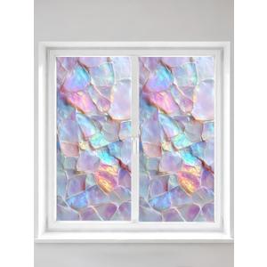 Stained Glass Window Film, PVC Film uses electrostatic Adhesion for Sticking, Waterproof, Easy to Install,17.5 * 39.4 inches,Suitable for Home and Bathroom Decoration