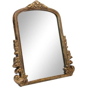 Vintage Gold Makeup Desk Mirror, Antique Traditional Vanity Table Mirror, Small Carved Arched Standing Mirrors, Adjustable Dress-up Mirrors for Tabletop, Standing or Hang, 11.8" L x 9.6" W