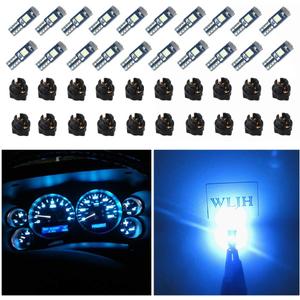 WLJH 74 Led Bulb Dash Lights 3SMD Super Bright T5 2721 37 286 Wedge PC74 Twist Socket Automotive Instrument Panel Gauge Light Kits Cluster Shift Indicator Interior Bulbs Ice Blue Pack of 20
