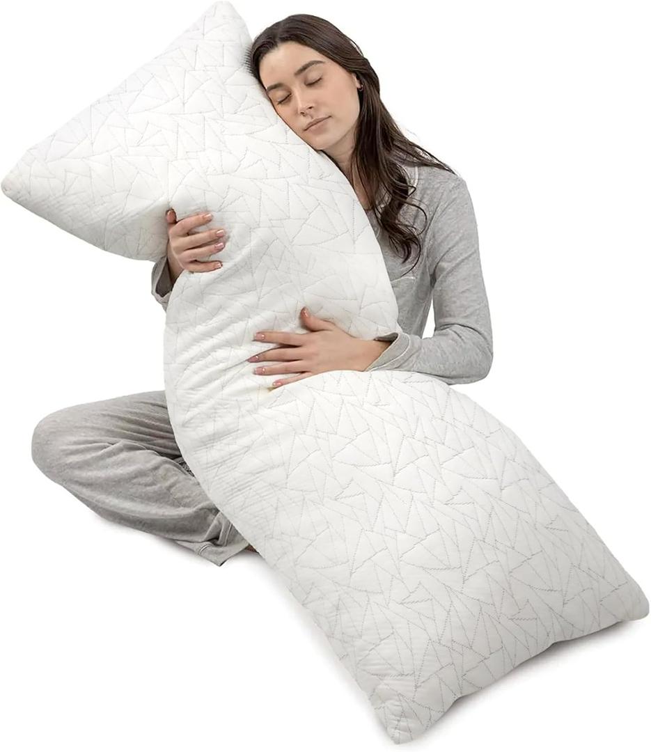 Body Pillow for Adults, Memory Foam Long Pillow for Bed Sleeping, Big Large Firm Full Body Pillow for Side Sleeper, 20x54 Inch, White