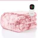 Homemate Heated Blanket Electric Throw - 50"x60" Heating Blanket Throw 1/2/4/6/8 Hours Auto-Off 10 Heat Levels Over-Heat Protection Luxury Faux Fur Sherpa ETL Certification