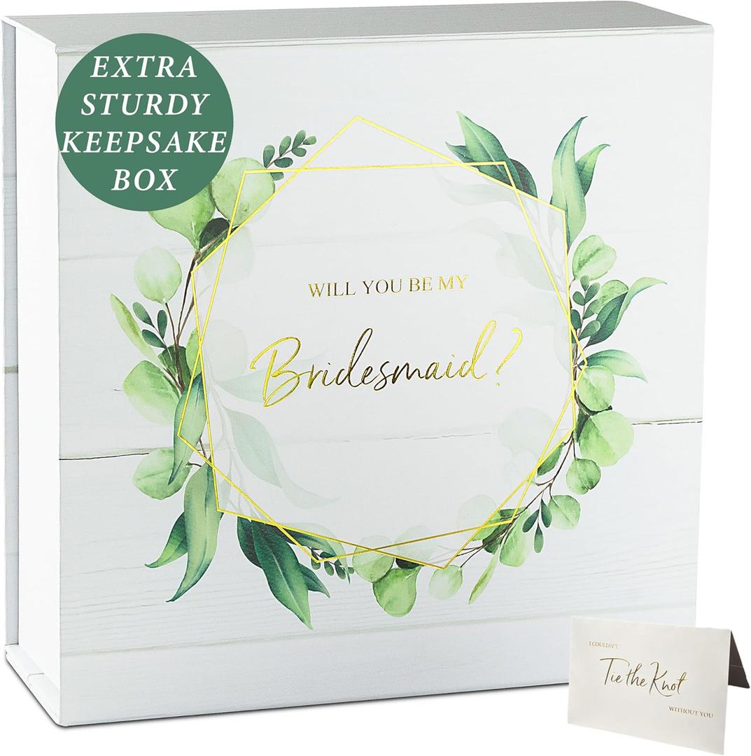 Bridesmaid Proposal Box - Gold Foil Stamped 'Will you be my Bridesmaid' Box I Set of 1 Box & Card I Bridesmaid Boxes I Boxes for Bridesmaid Proposal I Luxury Gift Boxes for Bridesmaids Proposal Gifts