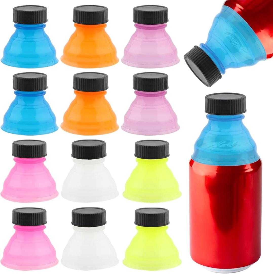 EMVANV 12 PCs Can Lids,Reusable Can Drink Lids Plastic Can Cap for Beer Juice Drinks and Other Canned Beverages(Blue, Yellow, Pink, White, Orange, Purple)