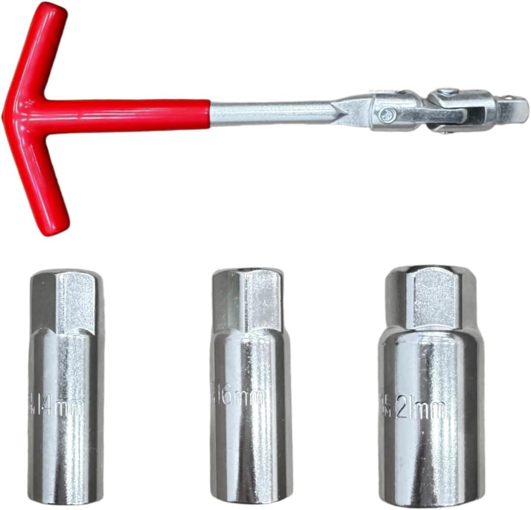 Spark Plug Socket Wrench,T-Handle Universal (14mm/16mm/21mm) Spark Plug Socket, Spark Plug Remover and Installer Tool for Motorcycles, Lawn Mowers and Small Motor Vehicles, etc.