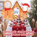 Christmas Gingerbread House Photo Backdrop, Christmas Photo Booth Backdrop Banner Large Fabric Face Gingerbread Holiday Party Background Wall Decorations for Xmas Holiday Party Supplies