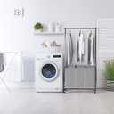 Simple Houseware 3 Bags Laundry Sorter with Extensible Clothes Hanging Rod