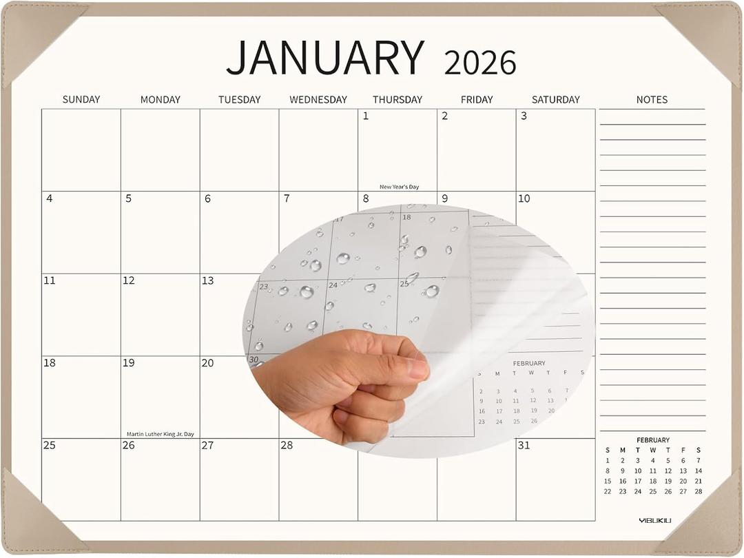Desk Calendar 2026-2027 Large 22x17 inch, January 2026 to June 2027, 18 Months Big Desk Pad Calendar with Desktop Mat and Plastic Cover for Home Office School Planning, Apricot