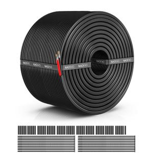 NAOEVO 14 Gauge Wire 2 Conductor Electrical Wire, 14 AWG Stranded PVC Cord, 12V Low Voltage/Tinned Copper/Flexible Cable for Automotive Wiring, Lamp Cord, Marine Cable (100FT)