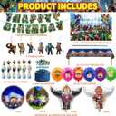 Birthday Party Decorations - Theme Children's Party Supplies Included Happy Birthday Banner, Backdrop, Hanging Swirls, Tablecloth, Cupcake Cake Toppers, Latex Balloons and Foil Balloons