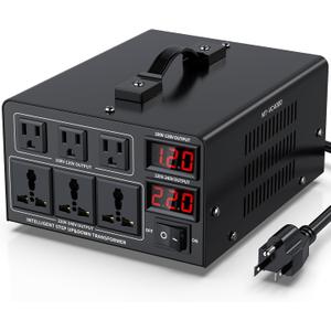 4000W Voltage Converter Transformer(110V to 220V or 220V to 110V) Step Up/Down Converter 110/120 Volt - 220/240 Volt w/US Power Cord,Circuit Breaker Protection, LCD Screen Display