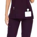 COZYFIT Scrubs for Women Set - Stretch V-Neck Scrub Top & Jogger Pant with 8 Pockets (Large, Dark Purple)