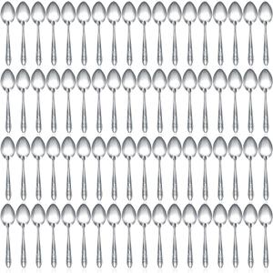 Nuogo 100 Pieces Dinner Spoons Set 6.69 Inches Silverware Spoons Bulk Stainless Steel Food Grade Tablespoons for Home Restaurant Kitchen Dishwasher Safe