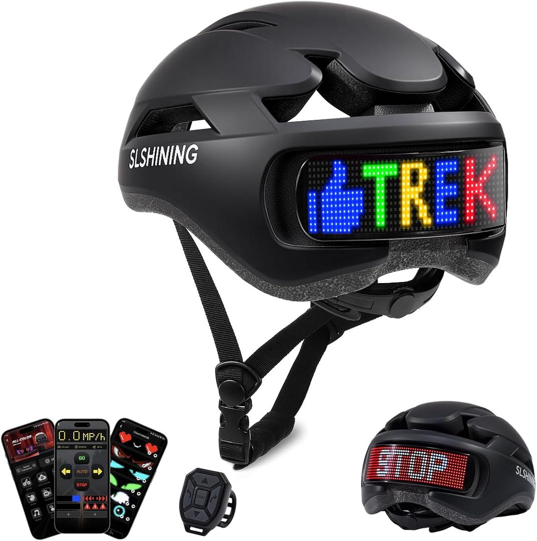 Bike Helmet, Bicycle Helmets with Light, 360 High Visibility LED Display, Lightweight Adjustable Mountain Bike Helmet with Turn Signals, Smart APP Controlled, Helmets for Adults, Youth, Men & Women (Black)