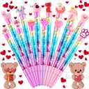 Tinlade 14 Pieces Valentine's Day Pen Cartoon Gel Ink Cute Rainbow Glitter Crystal Pen Funny Pens for Office Valentine's Day Work Supplies Party Favors (Heart Style)