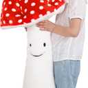 MMguai 28'' Mushroom Plush Pillow, Red Mushroom Shaped Stuffed Long Pillow Toy, Soft Plushies Gift for Kids Boy Girls Birthday, Sofa Home Decoration