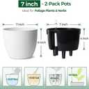 T4U Self Watering Pots for Indoor Plants, 7 Inch Self Watering Planters with Water Level Indicator, Bottom Watering African Violet Pots for Beginners & Busy Plant Owners, BPA-Free (2 Pack, White)