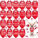 20 Pieces Valentines Dog Bandana Bulk Heart Bandanas Bibs Pet Triangle Bibs Scarf Valentine Bandana Adjustable Neckerchief Scarf for Puppy Cats Pet Costume Accessories(Classic,32 x 22 Inch)