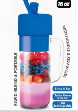 Better Blender Turbo Power USB Rechargeable 16 Oz