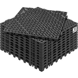 VEVOR Modular Interlocking Cushion, 12 Pack 12" x 12" Splicing Drainage Mats, Soft PVC Interlocking Drainage Floor Tiles, Non-Slip Drainage Holes for Restroom, Bathroom, Kitchen, Pool, Wet Areas, Blac
