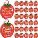 YooNotee 30 Pcs Back to School Teacher Appreciation Gift Bags Bulk Red Apple Gift Bags with Handle for Teacher Graduation School Exchange Supplies Employee Staff Team End of The Year Thank You Party