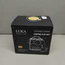 LUKA Ceramic Espresso Cups with Saucers and Metal Stand, Small 4 oz Porcelain Demitasse Cups Set of 6, Cute Cappuccino Coffee Cups for Double Espresso, Tea, Marbling White