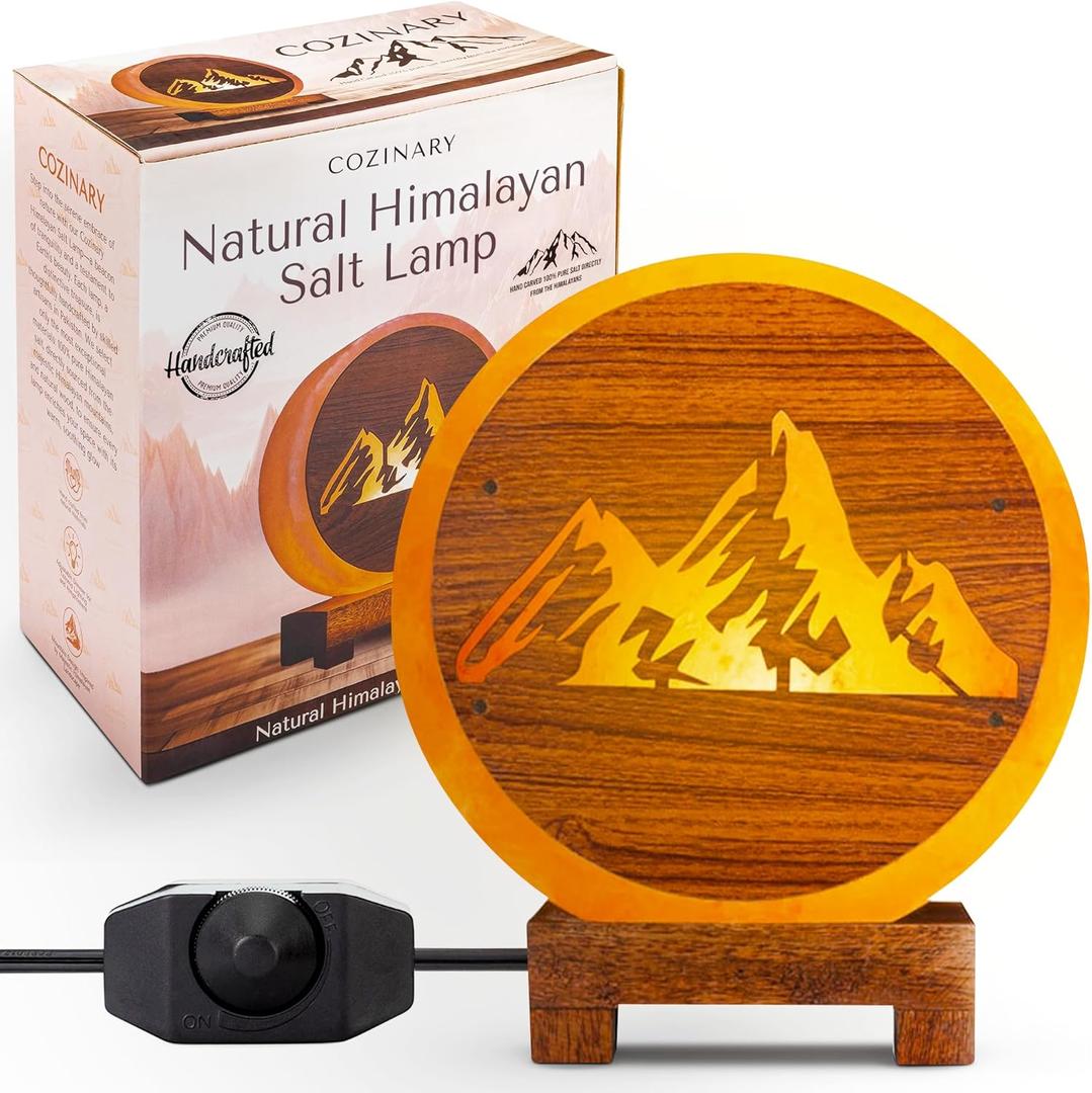 Pink Himalayan Salt Lamp with Dimmer  Handcrafted Miniature Mountain Design - Unique Cozy Light for Relaxation and Ambient Glow - Ideal for Home and Office Decor - 8x4x9 in, 11 lbs