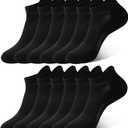 BAMBOO COOL Men's Ankle Socks Athletic Low Cut Cushioned Moisture Wicking, Running Socks Arch Support Breathable, 6 Pack (Large)