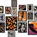 16 PCS Retro 70s Wall Art Decor, Eclectic Vintage Gallery Wall Prints for Bedroom, Abstract Minimalist Posters for Living Room Aesthetic, Collage Kit Pictures, 60s 80s 90s Dorm Home Decor (11"x14" Unframed, Orange)