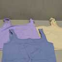 OLCHEE Womens 3 Pack Crop Tank Tops Basic Seamless Ribbed Sleeveless Square Neck Workout Top Summer Exercise Yoga Gym Shirts (Beige + Light Blue + Lavender) L