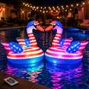 Arrowbash 2 Pack 4th of July Inflatable Swan Floating Pool Lights 19 x 16 Inch Led Patriotic Inflatable Floating Pool Lights Red White and Blue Glow in The Dark Pond Decoration for Memorial Day Party