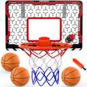 EagleStone Mini Basketball Hoop for Door & Wall, Foldable Rim with 3 Balls and Pump, Indoor Basketball Toy Game Set for Kids Adults, Bedroom Office Sports Gift