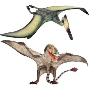 Gemini&Genius Pterosau Dinosaur Toys for Kids, Pterosaur Toy Figure, Flying Dinosaur Toys, Pterodactyl Toys, Pteranodon Figure Toys, Gifts or Cake Toppers for Kids2Pcs (Quetzalcoatlus-pterosaur With Dentate)