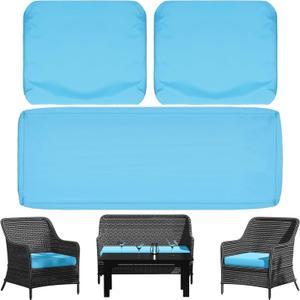 3 Pack Outdoor Patio Seat Cushions Replacement Covers Fit for 4 Pieces 4-Seater Wicker Rattan Patio Conversation Set Loveseat Chair Couch (36*18-1PC+36*18-2PC, Lake Blue) 3 Pack Outdoor Patio Seat Cushions Replacement Covers Fit for 4 Pieces 4-Seater Wicker Rattan Patio Conversation Set Loveseat Chair Couch (36*18-1PC+36*18-2PC, Lake Blue)
