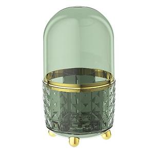 Haiansan Makeup Brush Holder with Dustproof Lid, 360° Rotating Makeup Organizer, Spinning Cosmetic Organizer Pen Holder for Vanity Bathroom (Dark Green)