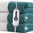 Electric Heated Blanket Full Size 72"x84" - Dual-Sided with Microplush & Sherpa Fabric, 4 Heat Settings & 10 Hours Auto Off, Machine Washable - Teal