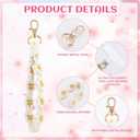 Jspupifip 2 PCS Boho Macrame Phone Wrist Strap,Cute Cell Phone Lanyard with Tether Tab Floral Smartphone Wristlet Bracelet Keychain Anti Theft Strap for Women (White and Pink)
