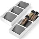 2 Pcs Spice Drawer Organizer Plastic, Drawer Spices Organizer, 3 Tier Kitchen Cabinet Seasoning Rack, White Gray, for Spice Jars, Essential Oils, Cosmetics, Office Supplies, Pantry Storage