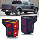 LED Taillights Smoked Lens Compatible with 2015-2021 Ford F150 w/Sequential Turn Light with Dynamic Animation Breathing DRL