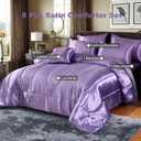 Bedding_Dreamer Satin Comforter Set King Size, 8 Piece Bed in a Bag Lavender with Sheets, Silky Soft Polyester Satin Bedding Set, Lightweight, 16 Inch Deep Pocket, Soft Glam Style
