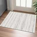 LHGB 2x3 Washable Entry Area Rug Non-Slip Floor Mat, Low Pile Moroccan Boho Neutral Vintage Rugs Machine Washable, Carpet for Entryway Entrance Bathroom Kitchen Bedroom(2x3, Grey)