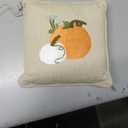 Mud Pie Dbl Pumpkin Embroidery Pillow, 8" x 8", TAN