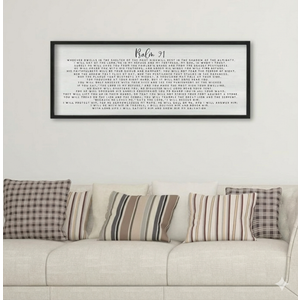ZZJJHYWGQ Catholic Wall Decor Psalm 91 Bible Verse Wall Art 32"×12" Scripture Print Sign for Home Prayer Room Family Christian Inspirational Quotes Wood Framed Religious Wall Hanging (Black)
