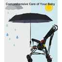 Universal Baby Stroller Sun Protection Parasol, with Umbrella Clip Fixing Device, UPF 90+ UV Protect Pushchair Sun Parasol (Black)