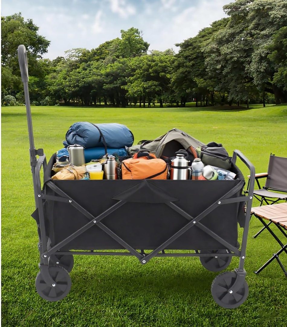 Collapsible Garden carts with Adjustable Handle,Portable Wagon Carts with Cup Holders,Lightweight Utility Beach Cart for Beach,Camping,Sports,Shopping