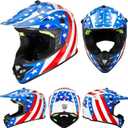 Youth Kids Dirt Bike Helmet for Boys & Girls, F001 Full Face Motorcycle Helmet for Off-Road ATV Street Riding Four Wheeler Mountain Bike with Goggles Gloves, DOT Approved(Great USA, XL)
