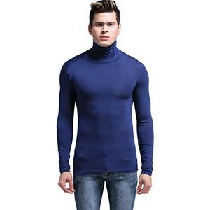 Ouruikia Men's Lightweight Thermal Shirts Modal Base Layer Turtleneck Long Sleeve Pullover Tops L