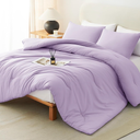 CozyLux Lavender King Size Comforter Set, 3 Pieces Light Purple Solid Breathable Quilted Bedding Sets, Luxury Fluffy Soft Bed Set with Down Alternative Comforter and 2 Pillowcases for All Season