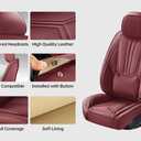 Car Seat Covers Full Set Burgundy, Premium Leather Car Seat Covers, Waterproof and Breathable Seat Covers, Universal Car Seat Protector Fit for Cars, Trucks, SUVs, Pick-ups (Wine Red, FullSet)