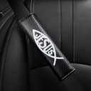 HUIANTS 2Pcs Carbon Fiber Leather Seat Belt Cushions Shoulder Pad Soft, Embroidered Jesus Fish Logo Car Seat Belt Pads Safety Belt Cover Pad More Comfortable Driving
